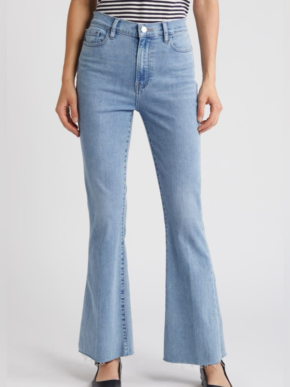 FRAME Le High Flare Raw After Jeans in Light Blue Wilson Wash size 30